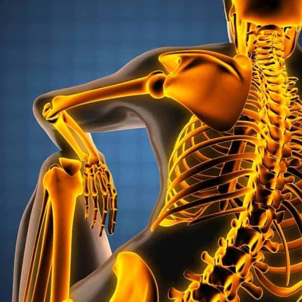 human radiography scan  with glowing bones